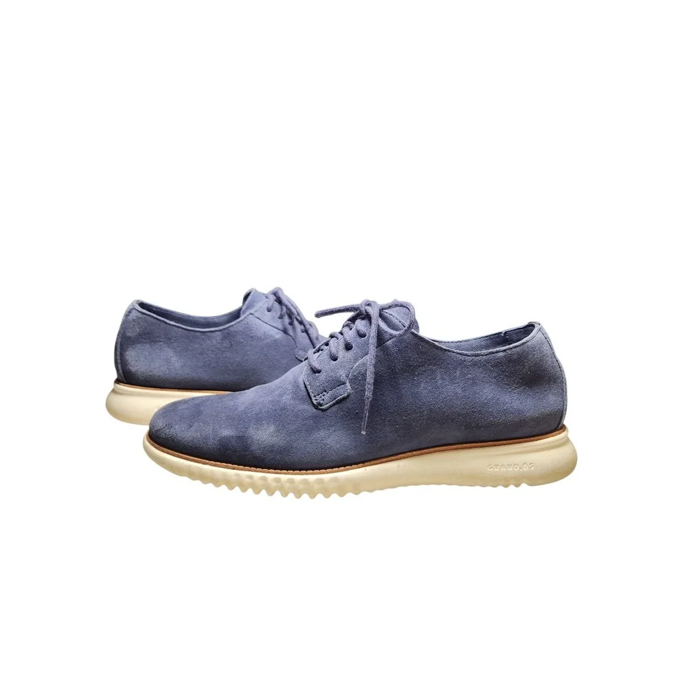 Cole Haan 2.ZEROGRAND Mens Marine Blue Suede Plain Toe Oxford Hybrid Shoes 10